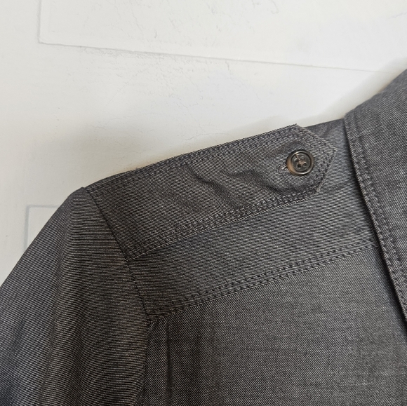 GAP Graphite Gray Roll Tab Long Sleeve Shirt Dress Midi Utility Women M - Picture 6 of 16